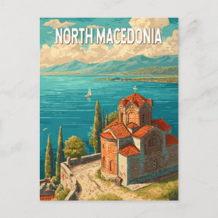 North Macedonia Illustration Travel Art Vintage Postcard