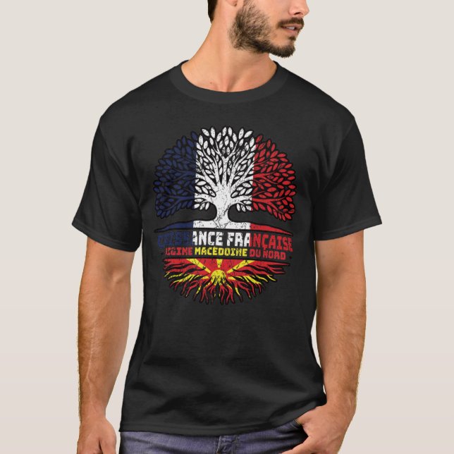 North Macedonia Macedonian French France Tree T-Shirt (Front)