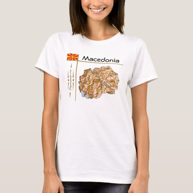 North Macedonia Map + Flag + Title T-Shirt (Front)