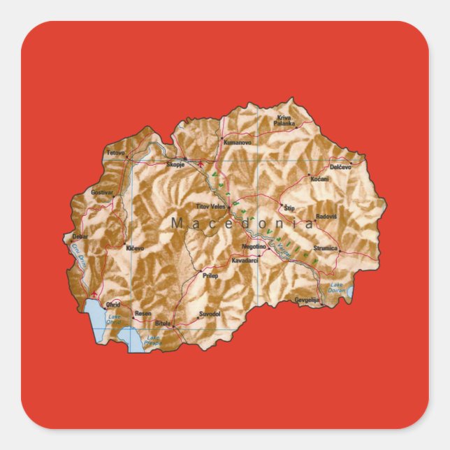 North Macedonia Map Sticker (Front)