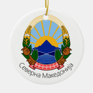 North Macedonia National Emblem Ceramic Ornament