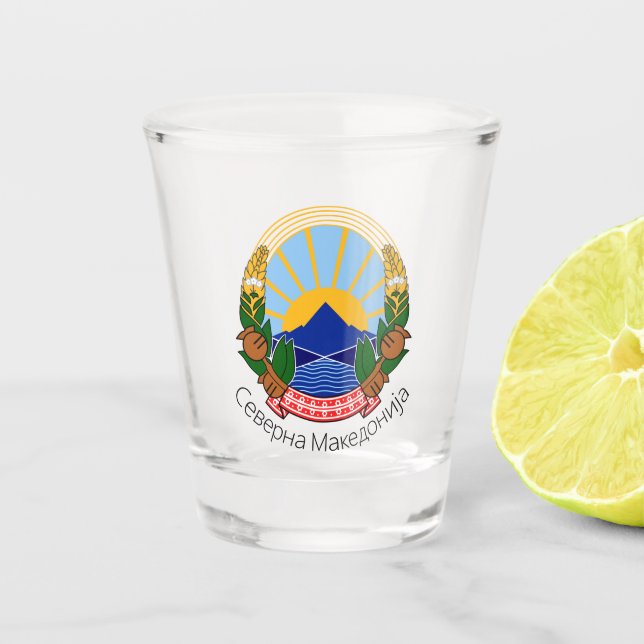 North Macedonia National Emblem Shot Glass (Front)