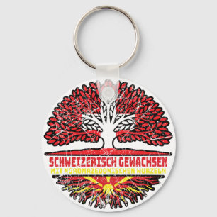 North Macedonia North Macedonian Swiss Switzerland Keychain