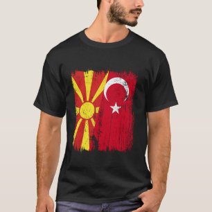 North Macedonia Turkey Half Flag Turkiye Macedonia T-Shirt