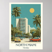 North Miami Florida Vintage Urban Travel Art