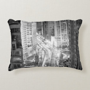 North Michigan Avenue in Chicago after winter Accent Pillow