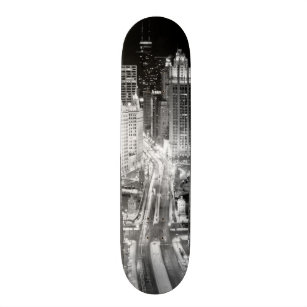 North Michigan Avenue in Chicago after winter Skateboard