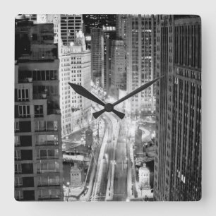 North Michigan Avenue in Chicago after winter Square Wall Clock