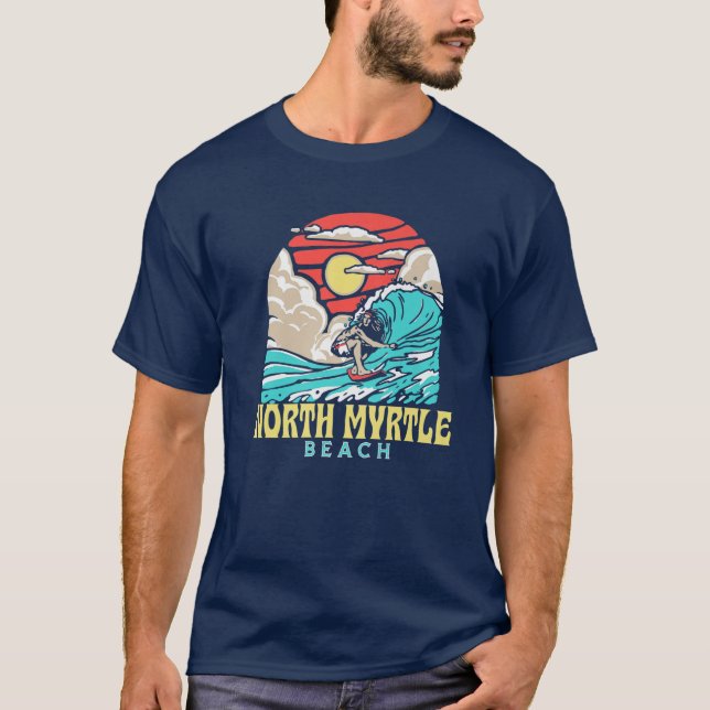 North Myrtle Beach Vintage Surfer Retro Eighties S T-Shirt (Front)