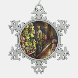 North of the Circus Snowflake Pewter Christmas Ornament