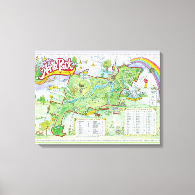 North Park Map - Allegheny County, Pittsburgh, PA Canvas Print (Front)
