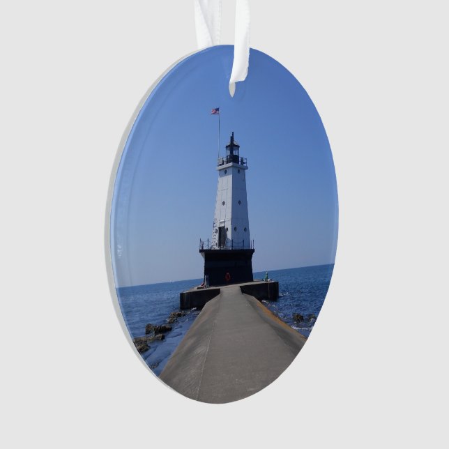 North Pierhead Lighthouse, Ludington, MI Acrylic Ornament (Front)