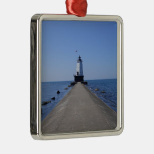 North Pierhead Lighthouse, Ludington, MI Metal Ornament