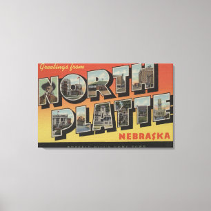 North Platte, Nebraska - Large Letter Scenes Canvas Print