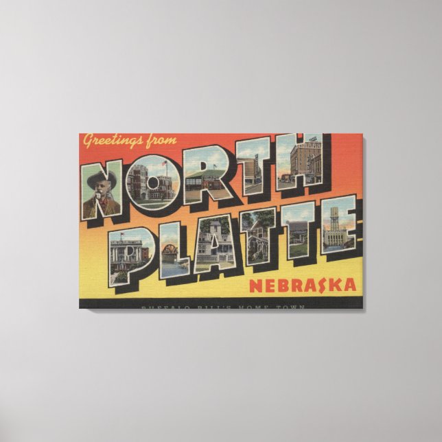 North Platte, Nebraska - Large Letter Scenes Canvas Print (Front)