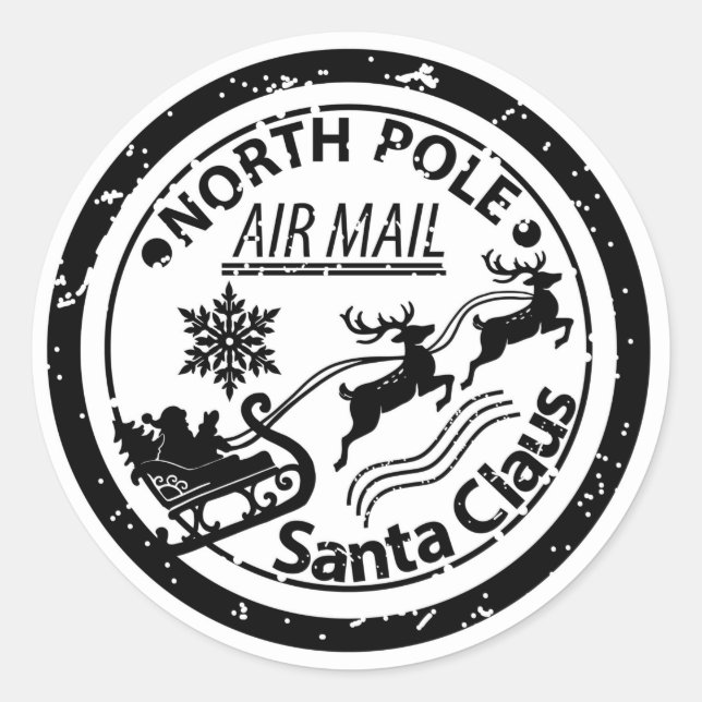 North Pole Air Mail Sticker (Front)
