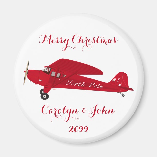 North Pole Airplane Christmas Magnet (Front)
