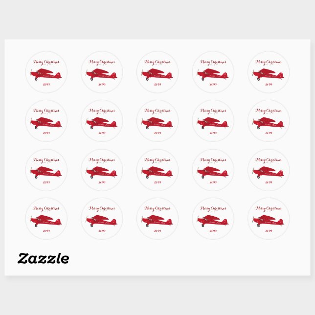 North Pole Airplane Christmas Package Gift Sticker (Sheet)