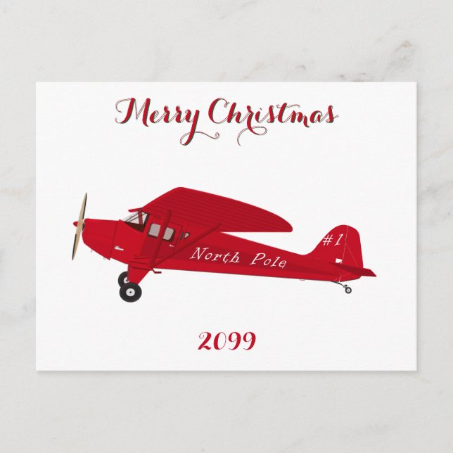North Pole Airplane Christmas Postcards (Front)