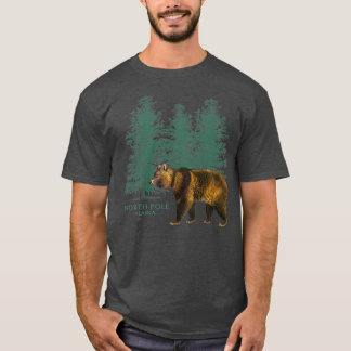 North Pole Alaska Trees Bear Vintage-Look Souvenir T-Shirt