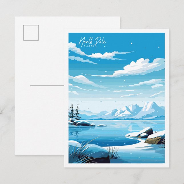 North Pole Alaska vintage travel illustration Postcard (Front/Back)