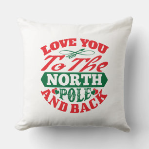 North Pole And Back Typography White Throw Pillow