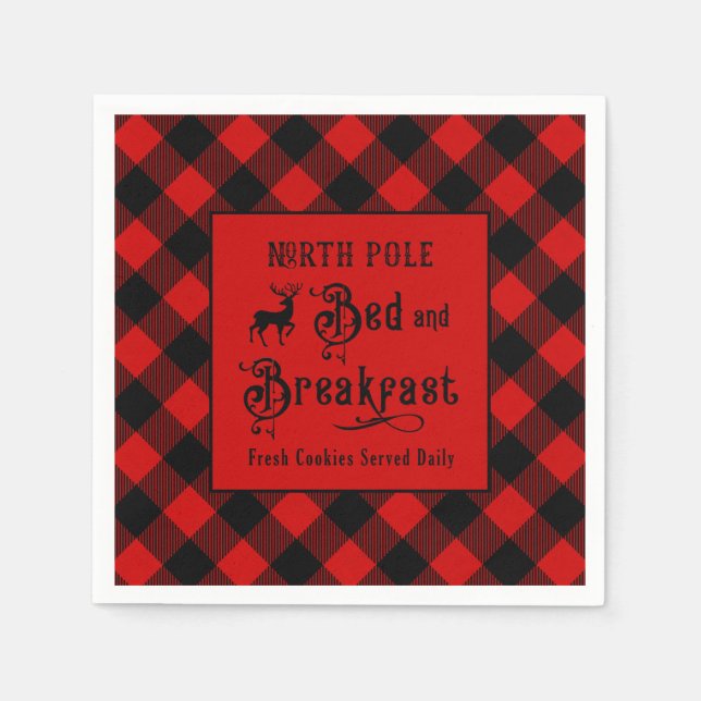 North Pole Bed and Breakfast Farmhouse Christmas Napkin (Front)