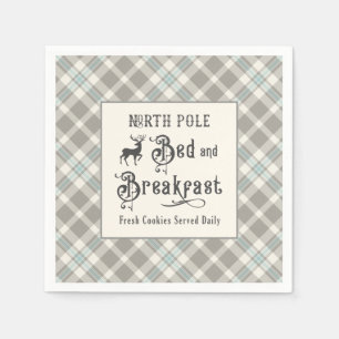 North Pole Bed and Breakfast Farmhouse Christmas Napkin
