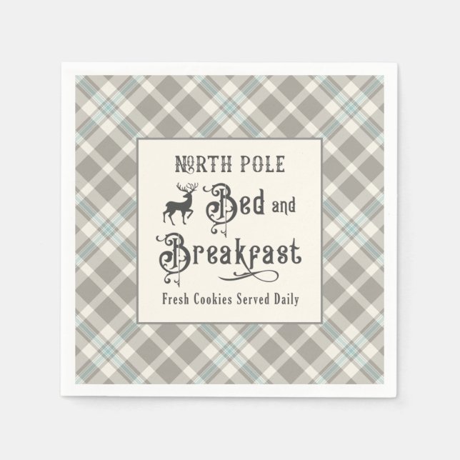 North Pole Bed and Breakfast Farmhouse Christmas Napkin (Front)