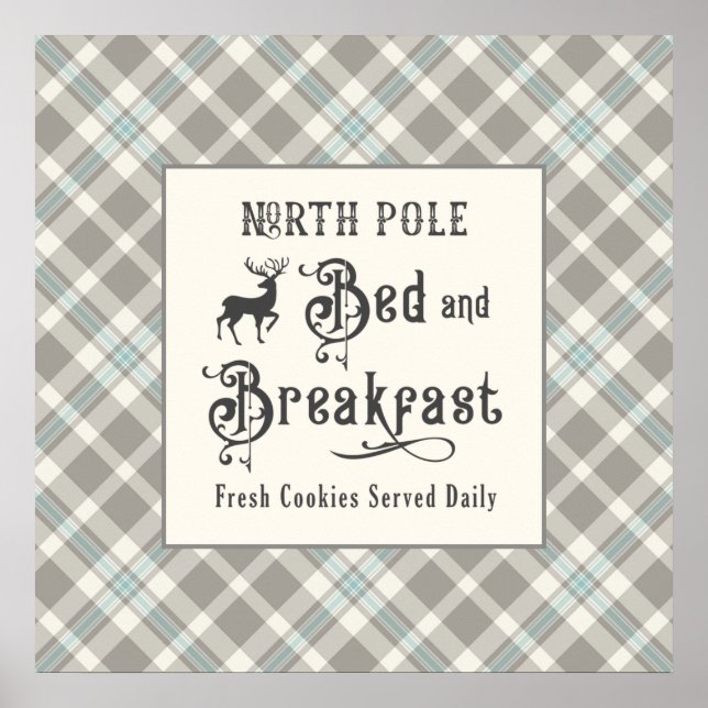 North Pole Bed and Breakfast Farmhouse Christmas Poster (Front)