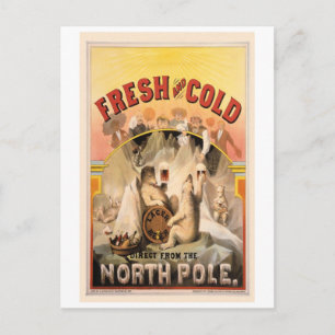 North Pole BEER Ice COLD Vintage Advertisement Postcard