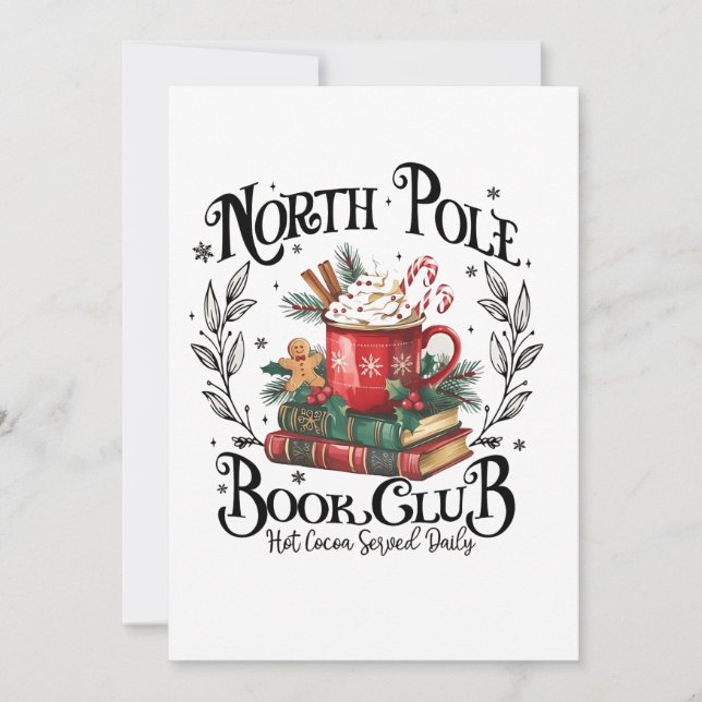 North Pole Book Club Hot Cocoa Christmas  Announcement (Front)