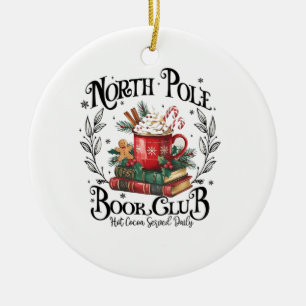 North Pole Book Club Hot Cocoa Christmas Ceramic Ornament