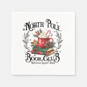 North Pole Book Club Hot Cocoa Christmas  Napkin