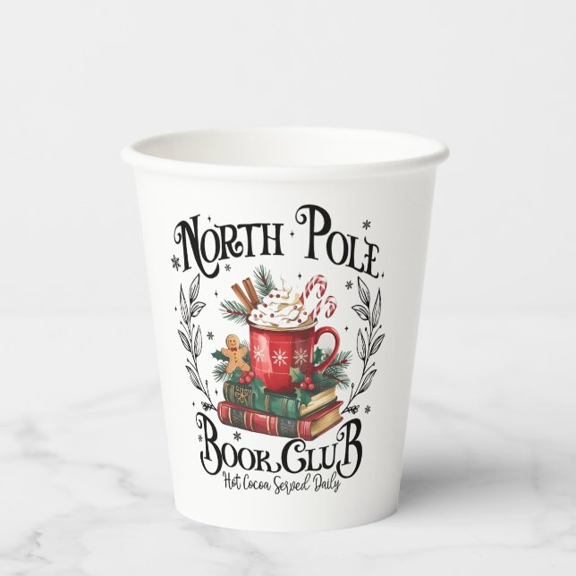 North Pole Book Club Hot Cocoa Christmas  Paper Cups (Front)