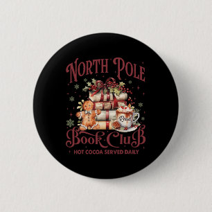 North Pole Book Club Hot Cocoa Reindeer Librarians 2 Inch Round Button