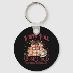 North Pole Book Club Hot Cocoa Reindeer Librarians Keychain