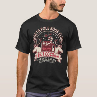 North Pole Book Club Hot Cocoa Reindeer Librarians T-Shirt