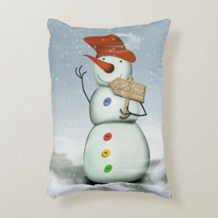 North Pole Bound Snowman Decorative Pillow