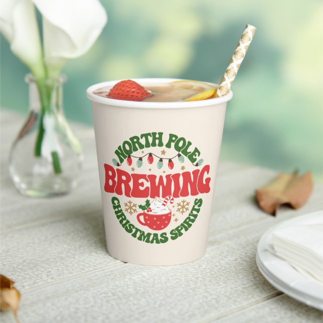 North Pole Brewing Christmas Spirits Coffee  Paper Paper Cups (Insitu)