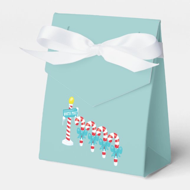North Pole Candy Canes Merry Christmas Favor Box (Front Side)