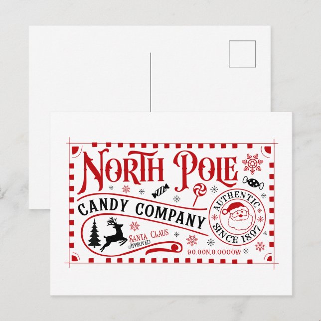 North Pole candy company Holiday Postcard (Front/Back)