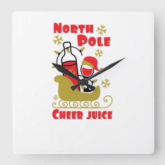 North Pole Cheer juice Square Wall Clock