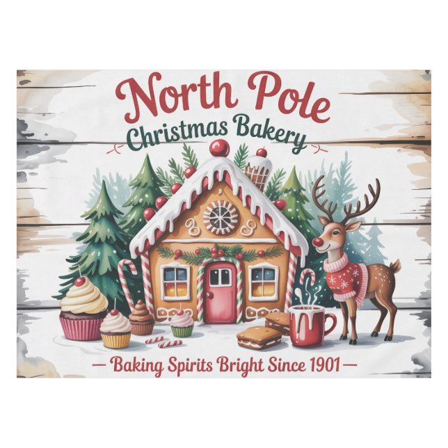 North Pole Christmas Bakery Tablecloth (Front (Horizontal))