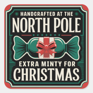 North Pole Christmas peppermint  Square Sticker