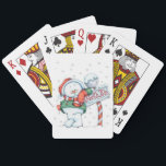 North Pole Christmas Snowman Playing Cards<br><div class="desc">North Pole Christmas Snowman
Personalize a set of the world’s most well-known and respected playing cards. Made with patented casino quality paper and a colour printing process that is second to none,  these cards are the mark of premium quality Bicycle has represented since 1885.</div>