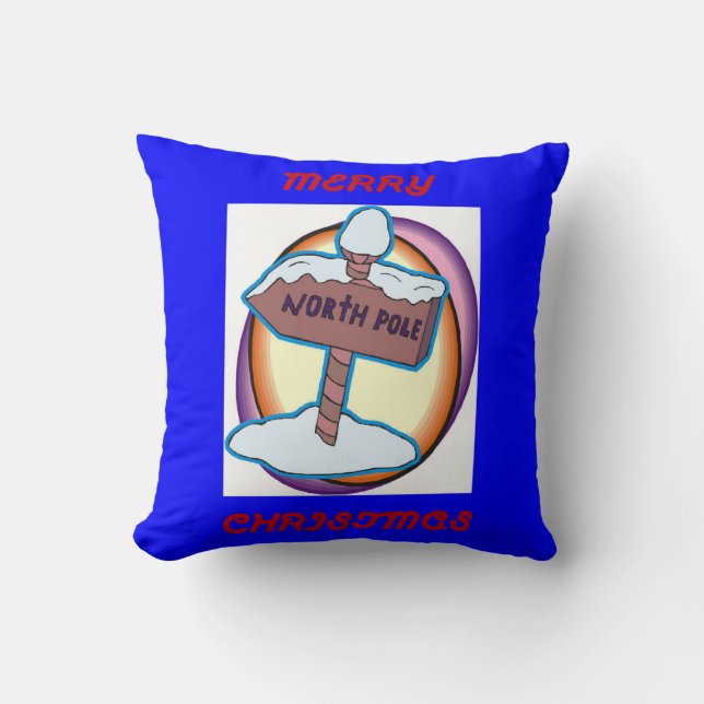 North Pole Christmas Throw Pillow (Front)