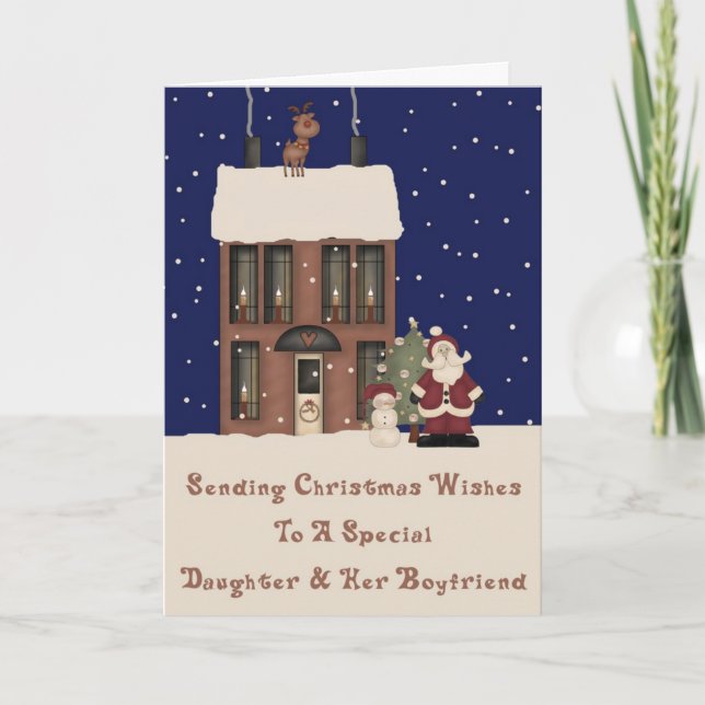 North Pole Christmas Wishes Daughter & Boyfriend Holiday Card (Front)