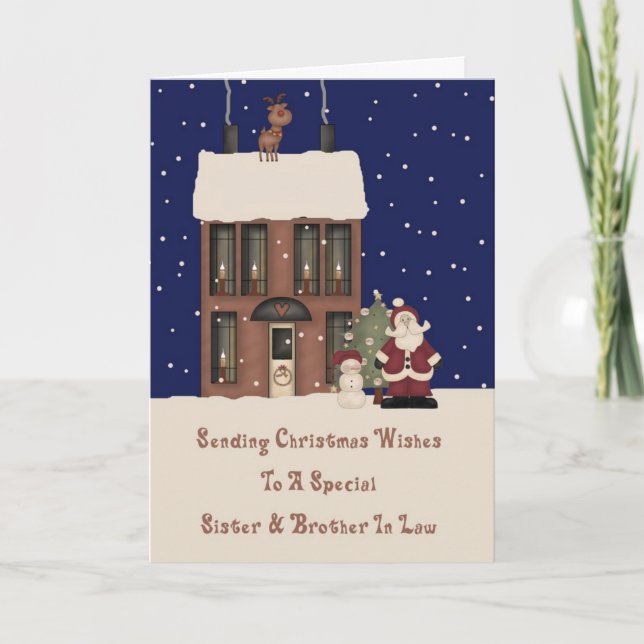 North Pole Christmas Wishes Sister Brother In Law Holiday Card (Front)