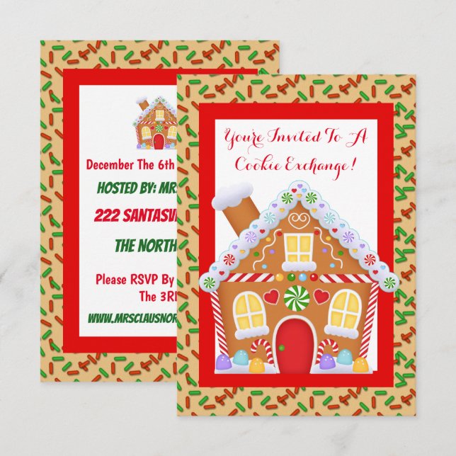North Pole Cookie Exchange party invitation (Front/Back)